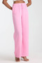 Women's Lightly Transparent Elastic Waist Lace-Up Palazzo Muslin Trousers 3078 Pink - 8
