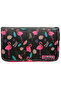 Glittery Flamingo Black Pencil Case Vegan Leather Pencil Case Three Compartment Pen Holder -Pink - 3