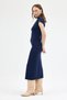 2317 Zero Sleeve Dress with Gathered Sides Navy Blue - 7