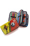 Pencil Case Yellow-Red Football Organizer Pencilcase Vegan Leather Three Compartments Pen Holder - Fan
