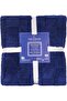 Jacquard Sherpa Blanket – Double (200x220 cm) – Square Embossed, Navy Blue - 3