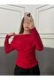 New Product Drape/Ruching Detail Flowy Neckline Knitted Crepe Fabric Long Sleeve Blouse 0031 - 6