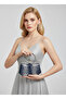 Navy Blue Silver Color Stone Pearl Detailed Handle Women's Evening Dress Bag