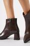 Nensan Side Zipper Pointed Toe Women's Heeled Boots Brown Wrinkled Patent Leather - 3