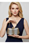 Gold Silver Color Stone Pearl Detailed Handle Women's Evening Dress Bag