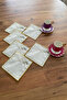 Papatya 6-Piece Special Embroidered Linen Coffee Serving Napkins, Cocktail Napkins, Party Napkins-Gold - 5