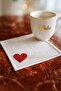 Luxury Embroidered Cocktail Coffee Serving Tray Napkin Mini Placemat Runner - Red Heart (2 Pcs) - 2