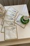 Papatya 6-Piece Special Embroidered Linen Coffee Serving Napkins, Cocktail Napkins, Party Napkins-Gold - 4