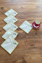 Papatya 6-Piece Special Embroidered Linen Coffee Serving Napkins, Cocktail Napkins, Party Napkins-Gold - 3