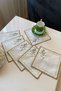 Papatya 6-Piece Special Embroidered Linen Coffee Serving Napkins, Cocktail Napkins, Party Napkins-Gold - 6