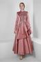 PUL PAYET EMBROIDERED FLUFFY SATIN EVENING DRESS 50355