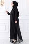 WOMEN'S BLACK STONE DETAILED EVENING DRESS T 0921 - 2