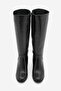Women's Heeled Boots, Below Knee Zippered Daily Classic Boots Yovar Black - 5