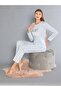 Long Sleeve Crew Neck Pajama Set - Summer Heart Pattern Soft Milan Fabric - 59-01 (M, L - 4