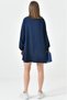 Dark Navy Women's Shirt Collar Wooden Buttoned Collage Elastic Aerobin Woven Tunic - Regular Fit - 8