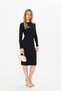 Women's Half-Neck Bodycon Long Sleeve Knitted Camisole Dress - Black