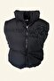 Bead Embroidered Black Bomber Puffer Vest - 3