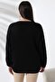 Women's Black V-Neck Thessaloniki Knit Oversize Knitwear Sweater - 6