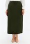 Apsen Women's Khaki Elastic Waist Seasonal Slit Detailed Office Skirt 1903-90 - 4