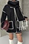 Embroidery Detailed Scarf-Styled Soft Knit Cardigan Jacket Black - 5