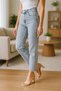 Mom Fit Jean High Waist Boyfriend Cut Lycra Snow Wash Women's Denim Trousers C599-Snow-Wash