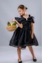Girl's Stone Bowknot Isalon Dress M00763 Black - 3