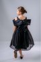 Girl's Stone Bowknot Isalon Dress M00763 Black - 2