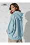Unisex Light Blue Oversize Hooded Sweatshirt Hoodie - 2