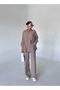 Stone Color Draped Modal Trousers Set - 7