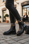 Women's Winter Cold-Resistant Non-Slip Sole Stitched Black Daily Boots