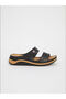 Vizyon New Season Black Leather Look Women's Slippers - 2