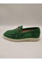 Davina Dark Green Printed Genuine Leather Casual Shoes
