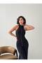 Women's Evening Dress Halter Neck Side Draped Ornament Button Detail Maxi Dress - Evening Dress & Graduation Dress - 5