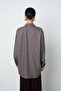 Women's Oversize Cut Burgundy Shirt with Stone Embroidery on the Front and Robe - 5