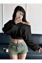 Women's Balloon Sleeve Ribbed Boat Neck Crop Sweatshirt - 3