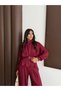 Buketli̇ Women's Jacket, Skirt and Trousers Set with Pleated Detail and Belted Two-Piece Set - 4