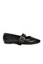 Black Leather Belted Lightweight Flexible Women's Ballerinas 209166 Z - 2