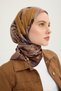 Mercan Bahçesi - Dark Brown - Efilia Patterned Scarf - 90X90 cm - 2