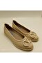 2002 Beige Genuine Leather Ballerinas – with Metal Accessories - 2
