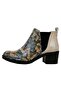 Women's Vegan Leather Beige Ankle Boots - Moths and Butterflies Design - 3