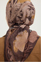 Mercan Bahçesi - Dark Brown - Efilia Patterned Scarf - 90X90 cm - 4