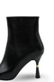 Women's Heeled Boots – Black Wrinkled Leather Look, 9.5 cm Thin Heel, Gold Detailed Winter Model - 7