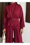 Buketli̇ Women's Jacket, Skirt and Trousers Set with Pleated Detail and Belted Two-Piece Set - 6