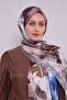 Mink Mixed Leaf Pattern Indian Silk Shawl - 3