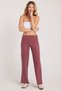 Women's Relax Fit Comfortable Cut Regular Waist Wide Leg Burgundy Trousers