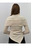 New Product Women's Wrinkled Crew Neck Asymmetrical Flounce Long Sleeve Blouse (Suitable for Hijab) 0038 - 5
