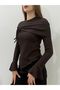 New Product Women's Wrinkled Crew Neck Asymmetrical Flounce Long Sleeve Blouse (Suitable for Hijab) 0038 - 6