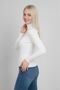 High Neck Fit Long Sleeve Bodysuit Women's Sweater White - Stretchy Camisole Fabric Slim Fit Stylish Casual Top - 3