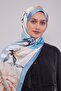 Turquoise Lotus Pattern Indian Silk Shawl - 2
