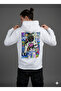 Lenithra Astronaut Pop Art Back Printed Unisex Oversize White Hoodie
